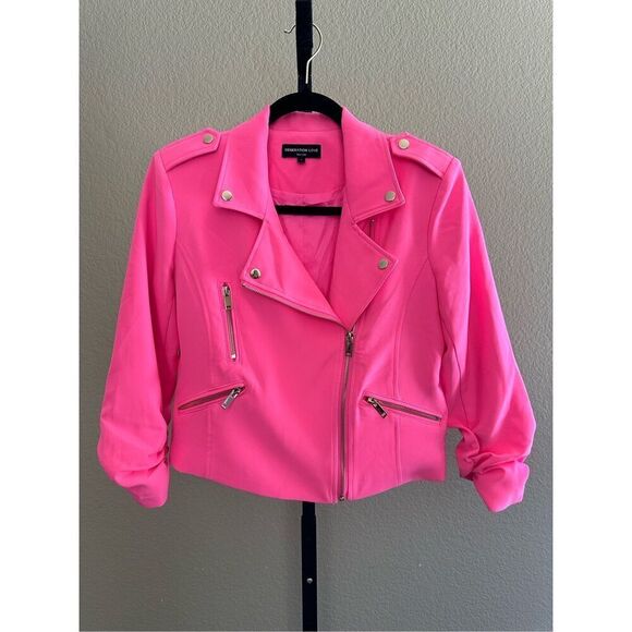 Generation Love Colleen Crepe Moto Jacket Ultra Pink Size S - Picture 1 of 9